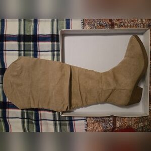 Wonderly Suede Over the Knee Boots in Beige